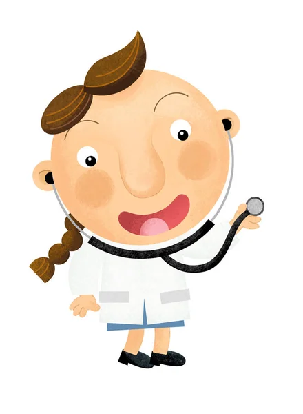 Мультфильм врач или профессор на белом фоне иллюстрации для детей — стоковое фото