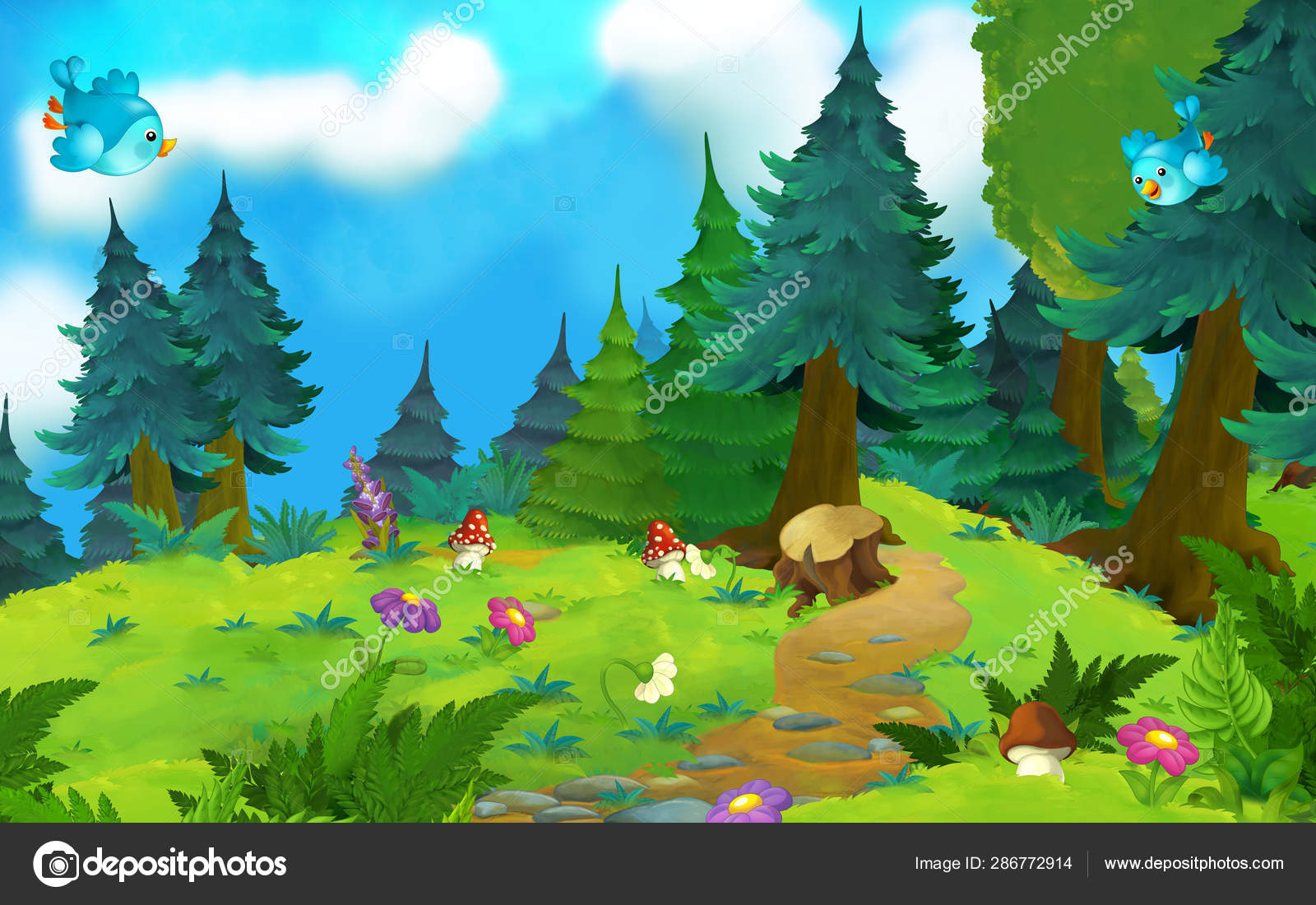 Cartoon scene with meadow and space for text - illustration for children Stock Photo by ©agaes8080 286772914 Cartoon scene with meadow and space for text - illustration for children Stock Photo by ©agaes8080 286772914