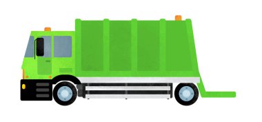 çocuklar için beyaz arka plan illüstrasyon karikatür mutlu ve komik çöp kamyonu