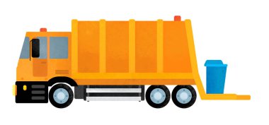 çocuklar için beyaz arka plan illüstrasyon karikatür mutlu ve komik çöp kamyonu