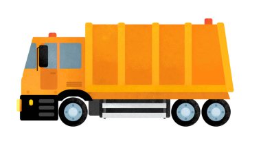 çocuklar için beyaz arka plan illüstrasyon karikatür mutlu ve komik çöp kamyonu