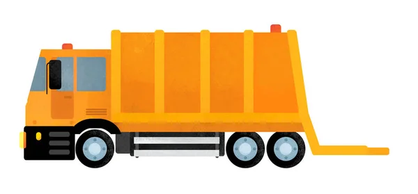 Desenho animado caminhão de lixo feliz e engraçado no fundo branco ilustração para crianças — Fotografia de Stock