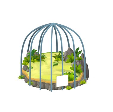 beyaz arka plan üzerinde hayvanat bahçesi hayvan kafesi ile karikatür sahne - çocuklar için illüstrasyon