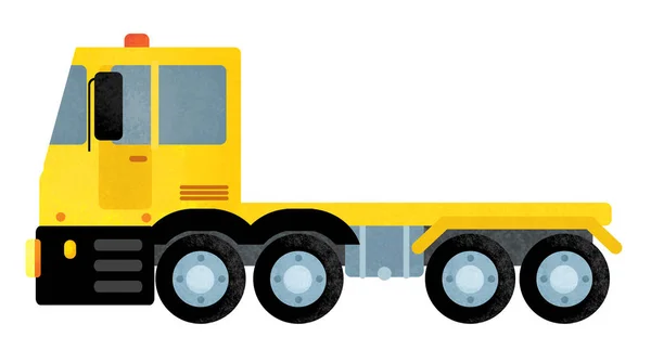 Scena del cartone animato con camion auto su sfondo bianco - illustrazione per bambini — Foto Stock