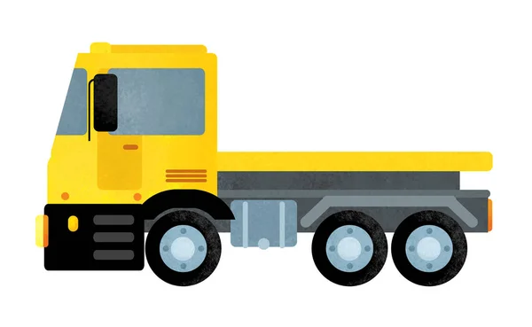 흰 배경에 트럭 이 있는 만화 장면 - 아이들을 위한 삽화 — 스톡 사진