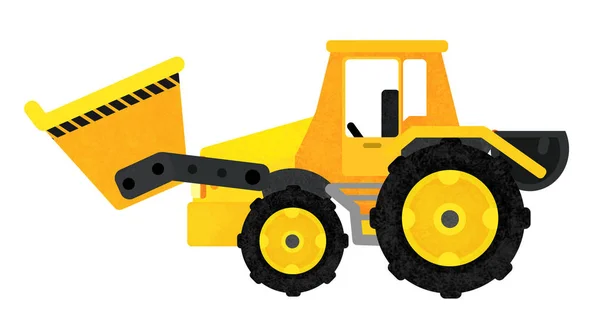 Cartoon funny excavator - on white background - illustration for children