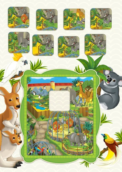 Cartoon scène met natuur frame en dieren-illustratie voor kinderen — Stockfoto
