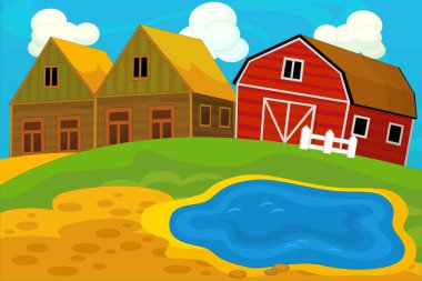 farklı kullanımlar için çizgi film çiftliği sahnesi - çocuklar için illüstrasyon