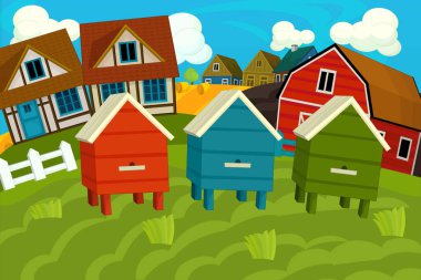 farklı kullanımlar için çizgi film çiftliği sahnesi - çocuklar için illüstrasyon