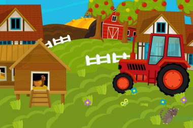 farklı kullanımlar için çizgi film çiftliği sahnesi - çocuklar için illüstrasyon