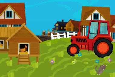 farklı kullanımlar için çizgi film çiftliği sahnesi - çocuklar için illüstrasyon