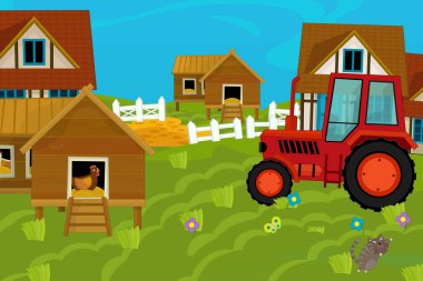 farklı kullanımlar için çizgi film çiftliği sahnesi - çocuklar için illüstrasyon