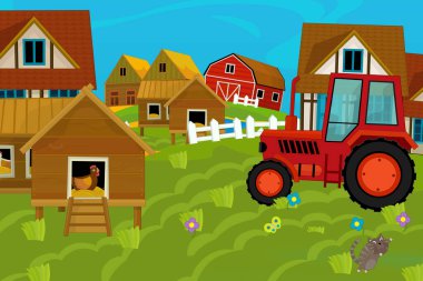 farklı kullanımlar için çizgi film çiftliği sahnesi - çocuklar için illüstrasyon