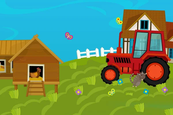 Cartoon Ranch Farm Scene Different Usage Illustration Children — Stock Photo, Image