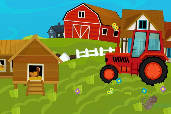 Dessin Animé Ranch Ferme Scène Pour Différents Usages Illustration Pour — Photo