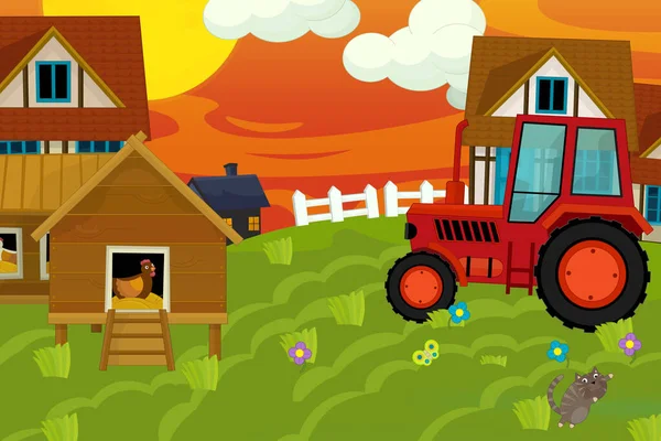 Dessin Animé Ranch Ferme Scène Pour Différents Usages Illustration Pour — Photo