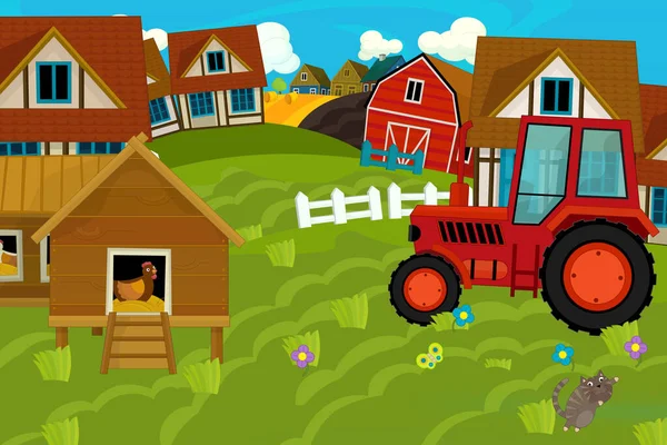 Dessin Animé Ranch Ferme Scène Pour Différents Usages Illustration Pour — Photo