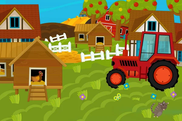 Cartoon Ranch Farm Scene Different Usage Illustration Children — Stock Photo, Image