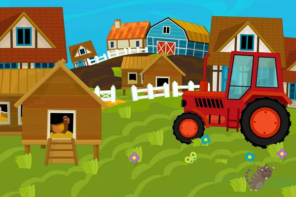 Dessin Animé Ranch Ferme Scène Pour Différents Usages Illustration Pour — Photo