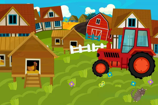 Cartoon Ranch Bauernhofszene Für Andere Zwecke Illustration Für Kinder — Stockfoto