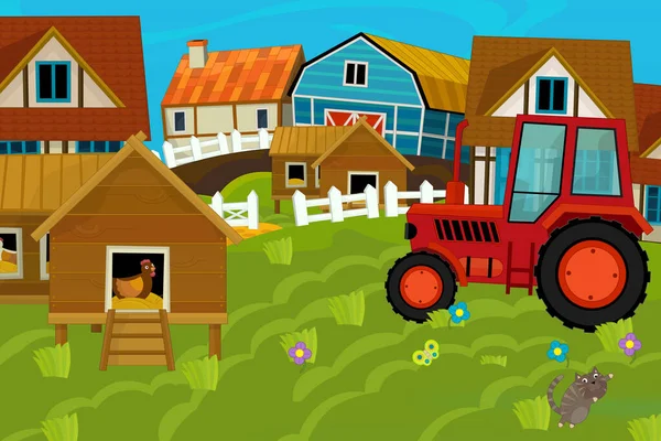 Cartoon Ranch Farm Scene Different Usage Illustration Children — Stock Photo, Image