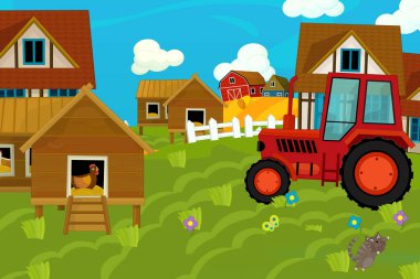 farklı kullanımlar için çizgi film çiftliği sahnesi - çocuklar için illüstrasyon