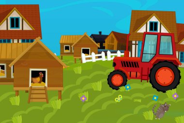 farklı kullanımlar için çizgi film çiftliği sahnesi - çocuklar için illüstrasyon