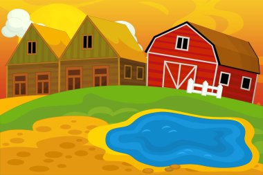 farklı kullanımlar için çizgi film çiftliği sahnesi - çocuklar için illüstrasyon