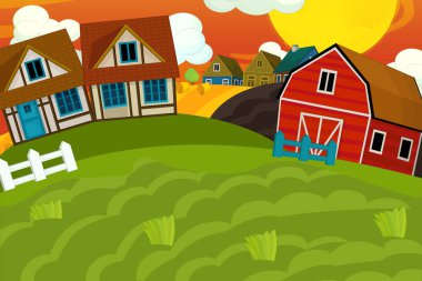 farklı kullanımlar için çizgi film çiftliği sahnesi - çocuklar için illüstrasyon