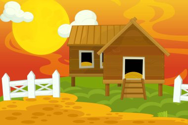 farklı kullanımlar için çizgi film çiftliği sahnesi - çocuklar için illüstrasyon