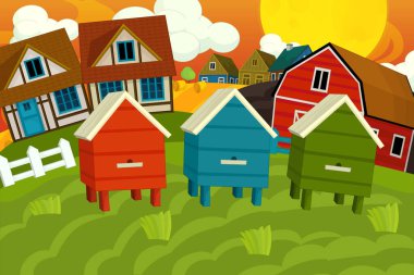 farklı kullanımlar için çizgi film çiftliği sahnesi - çocuklar için illüstrasyon