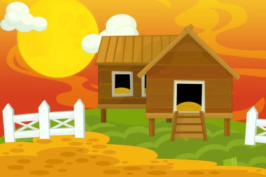 farklı kullanımlar için çizgi film çiftliği sahnesi - çocuklar için illüstrasyon