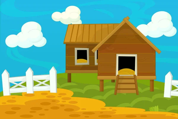 Cartoon Ranch Bauernhofszene Für Andere Zwecke Illustration Für Kinder — Stockfoto