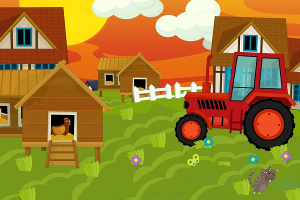 Dessin Animé Ranch Ferme Scène Pour Différents Usages Illustration Pour — Photo