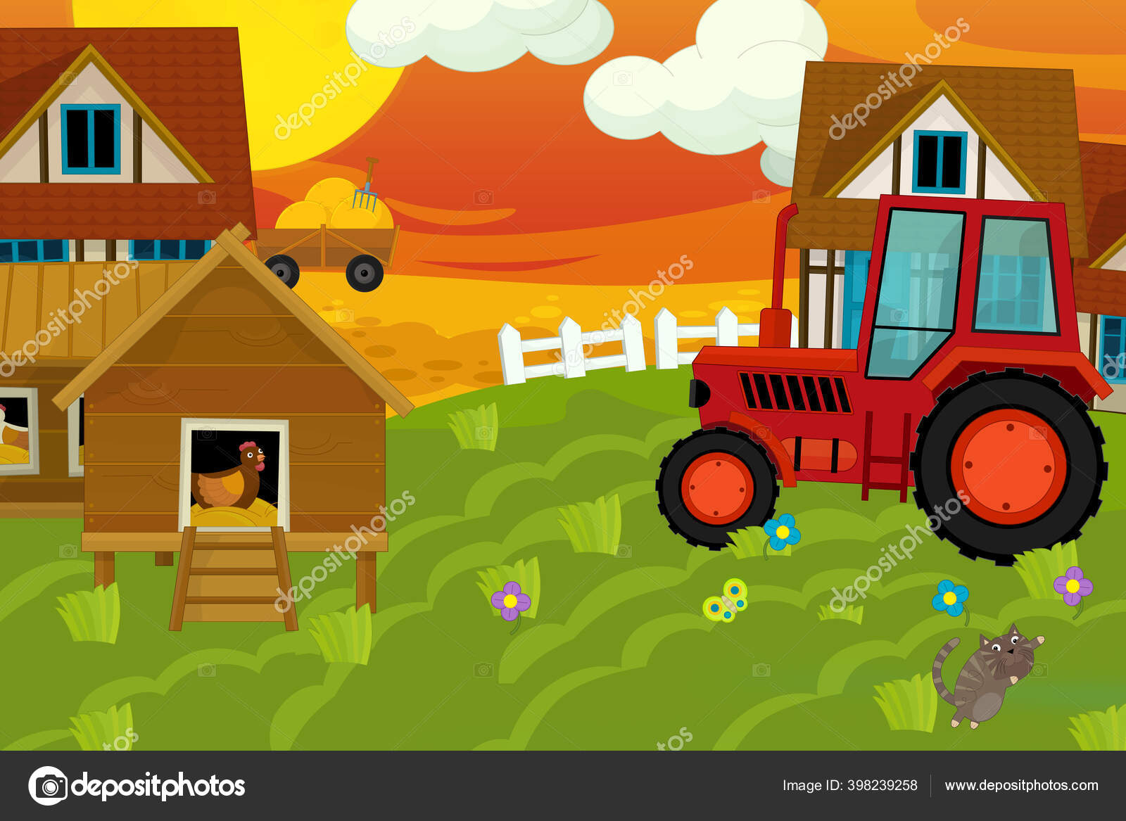 Cartoon Ranch Farm Scene Different Usage Illustration Children Stock  Illustration by ©agaes8080 #398239258, image size:1600x1167