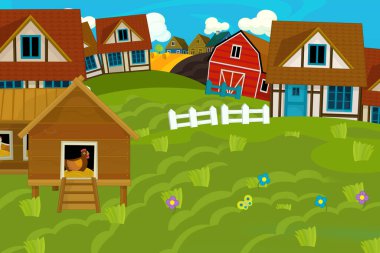 farklı kullanımlar için çizgi film çiftliği sahnesi - çocuklar için illüstrasyon