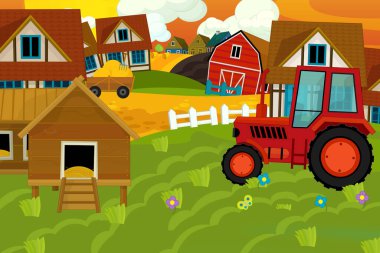 farklı kullanımlar için çizgi film çiftliği sahnesi - çocuklar için illüstrasyon