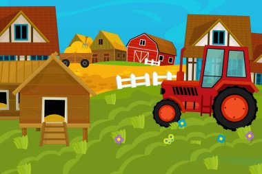 farklı kullanımlar için çizgi film çiftliği sahnesi - çocuklar için illüstrasyon