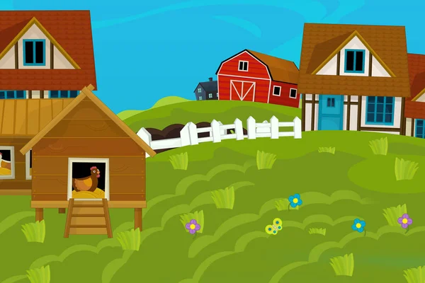 Καρτούν Αγρόκτημα Αγρόκτημα Σκηνή Για Διαφορετική Χρήση Εικονογράφηση Για Παιδιά — Φωτογραφία Αρχείου