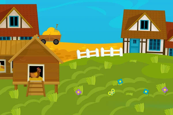 Cartoon Ranch Bauernhofszene Für Andere Zwecke Illustration Für Kinder — Stockfoto