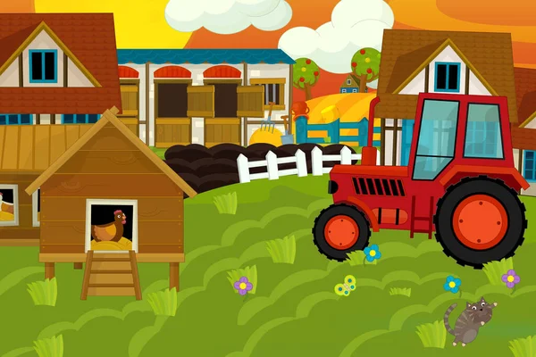 Сцены Фермы Ранчо Разных Целей Иллюстрация Детей — стоковое фото