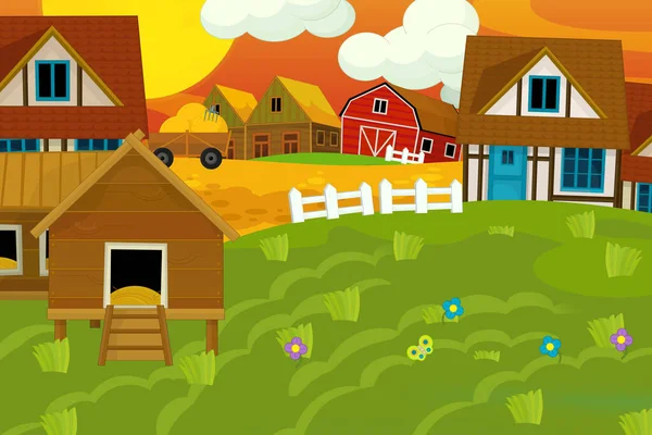 Cartoon Ranch Bauernhofszene Für Andere Zwecke Illustration Für Kinder — Stockfoto