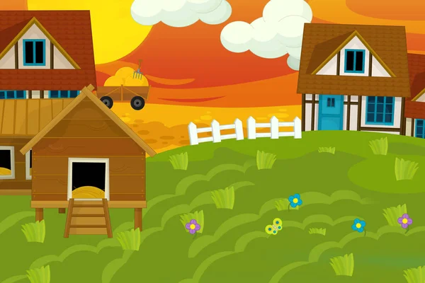 Cartoon Ranch Bauernhofszene Für Andere Zwecke Illustration Für Kinder — Stockfoto