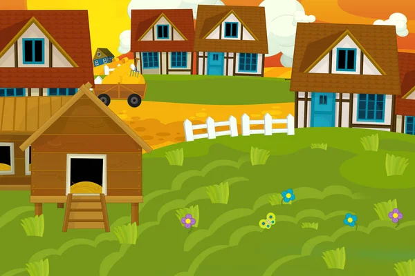 Cartoon Ranch Bauernhofszene Für Andere Zwecke Illustration Für Kinder — Stockfoto