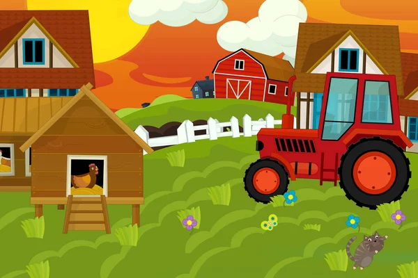 Dessin Animé Ranch Ferme Scène Pour Différents Usages Illustration Pour — Photo