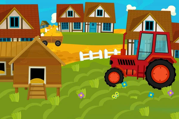 Dessin Animé Ranch Ferme Scène Pour Différents Usages Illustration Pour — Photo