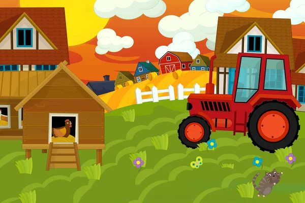 Cartoon Ranch Bauernhofszene Für Andere Zwecke Illustration Für Kinder — Stockfoto