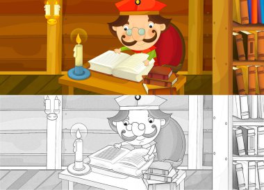 Prens 'in kale odasında çocuklar için çizdiği karikatür sahnesi