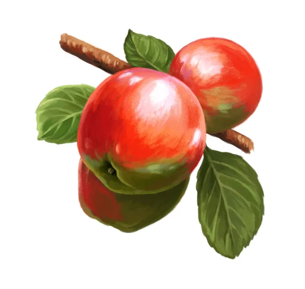 Cartoon Szene Mit Schönem Apfel Auf Weißem Hintergrund Illustration Für — Stockfoto