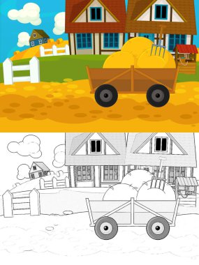 Çizimli çizgi film çiftlik sahnesi - çocuklar için çizim